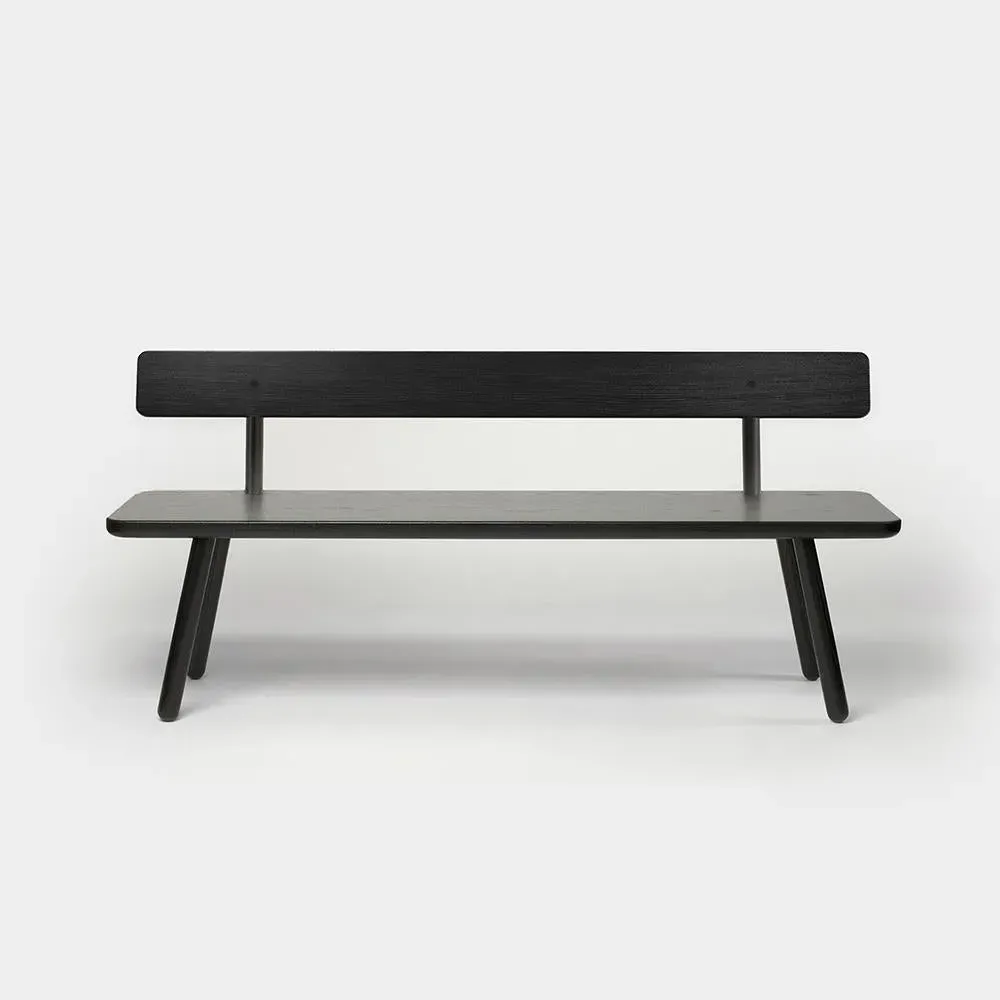 1.4m Dining Bench with Back - Black image