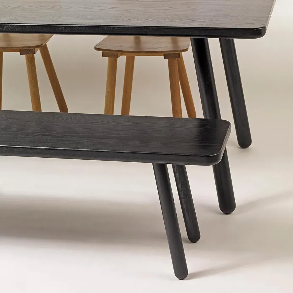 1.8m Dining Bench - Black, Solid Oak