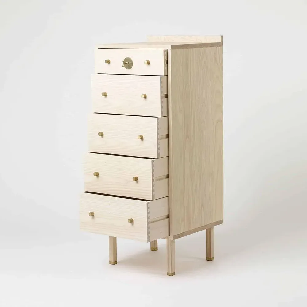 5-Drawer Tallboy with Lock - Wood