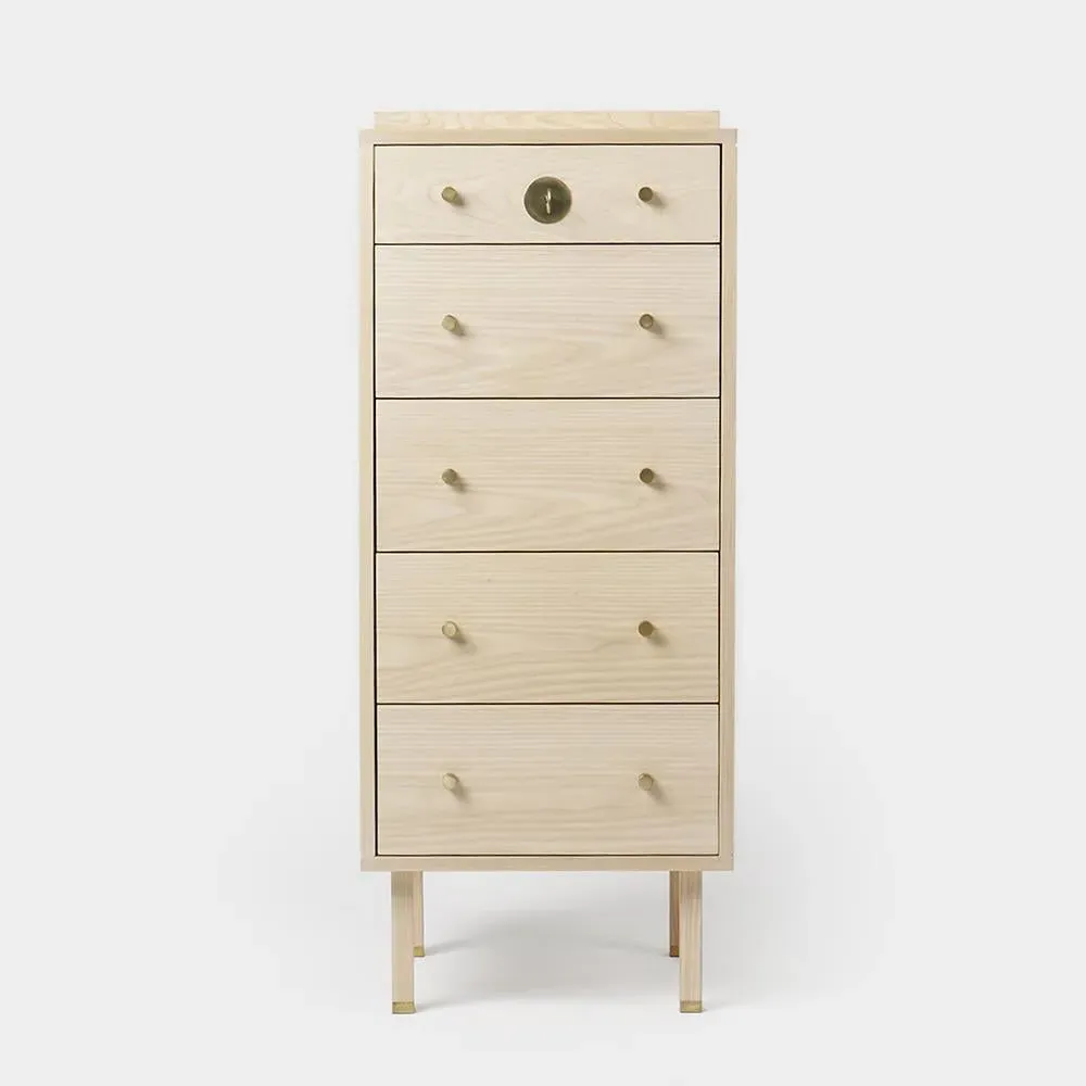 5-Drawer Tallboy with Lock - Wood