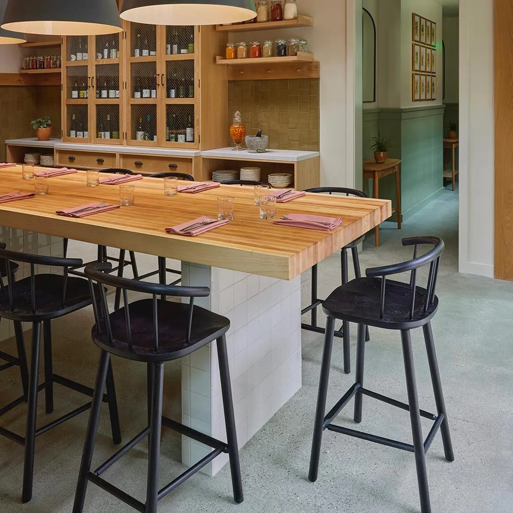 65cm Bar Stool with Back - Oak, Wood