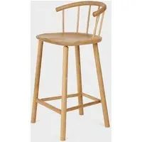 65cm Bar Stool with Back - Oak, Wood