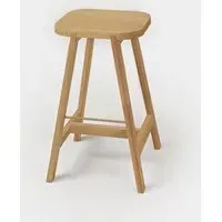 Bar Stool with Four Legs - Oak, Solid Wood