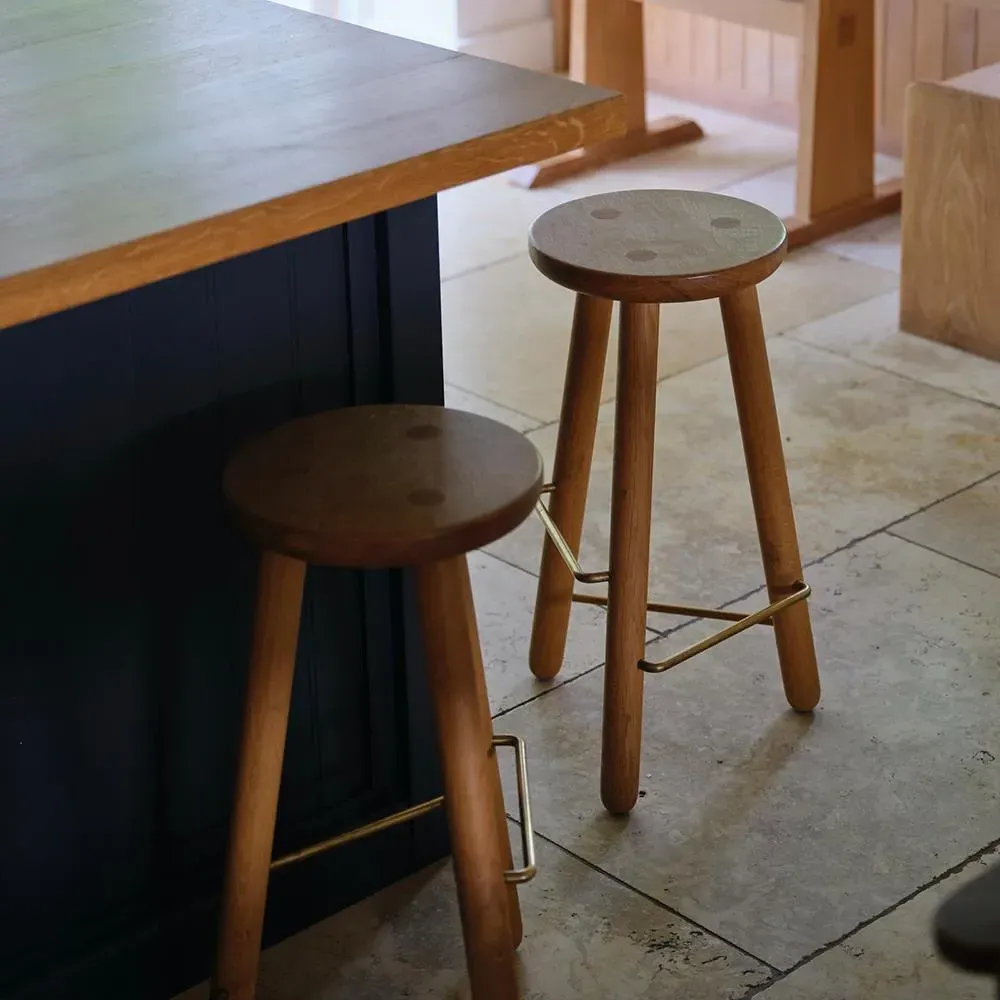 Bar Stool with Turned Legs - Black, Oak