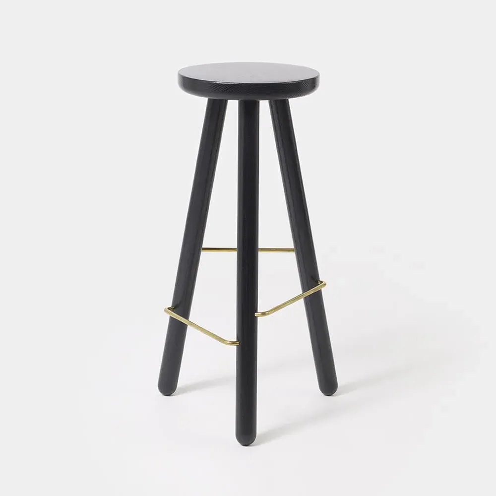 Bar Stool with Turned Legs - Black, Oak image