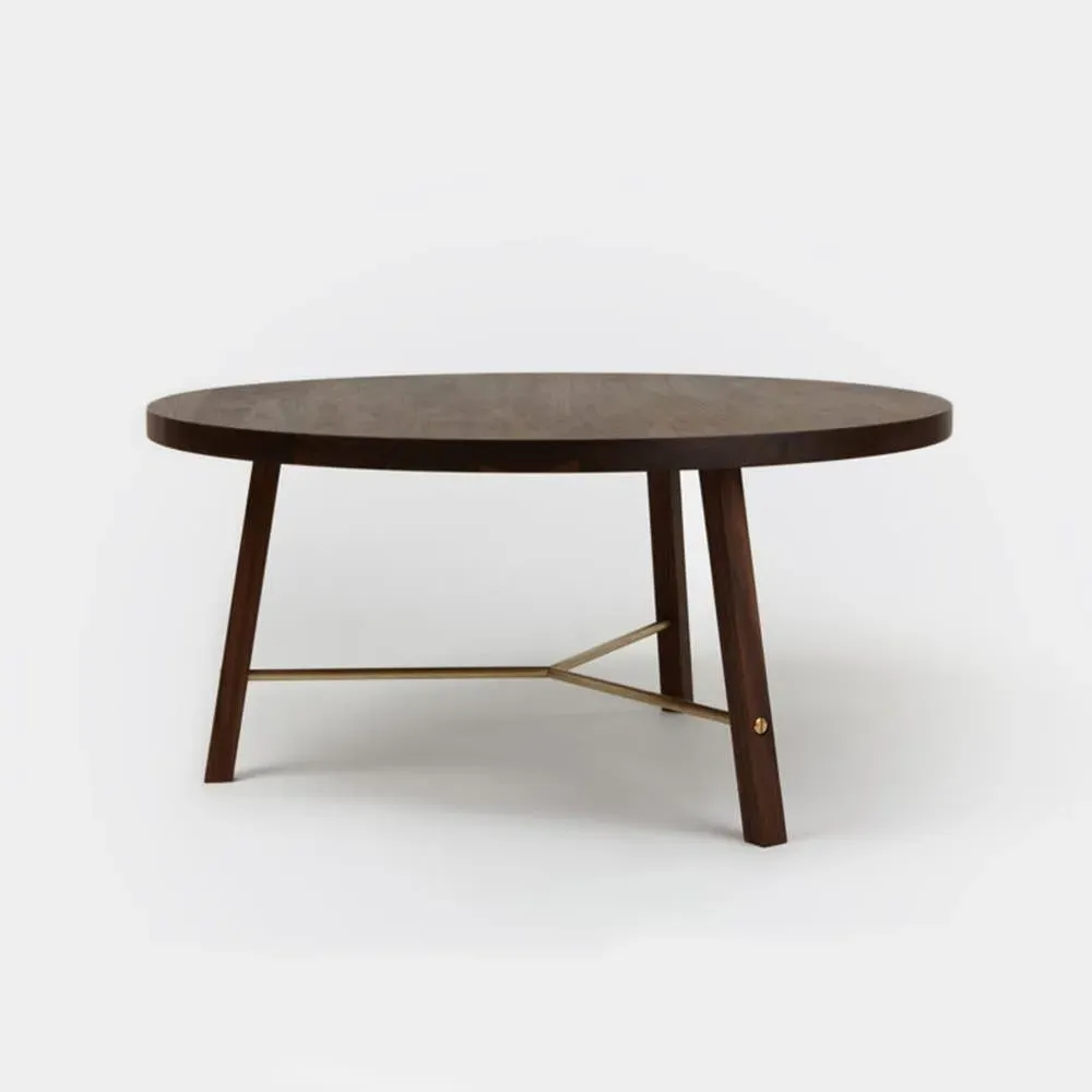 Coffee Table with Brass Support - Ash, Walnut