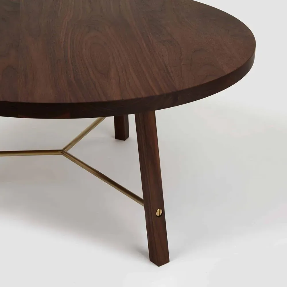 Coffee Table with Brass Support - Ash, Walnut