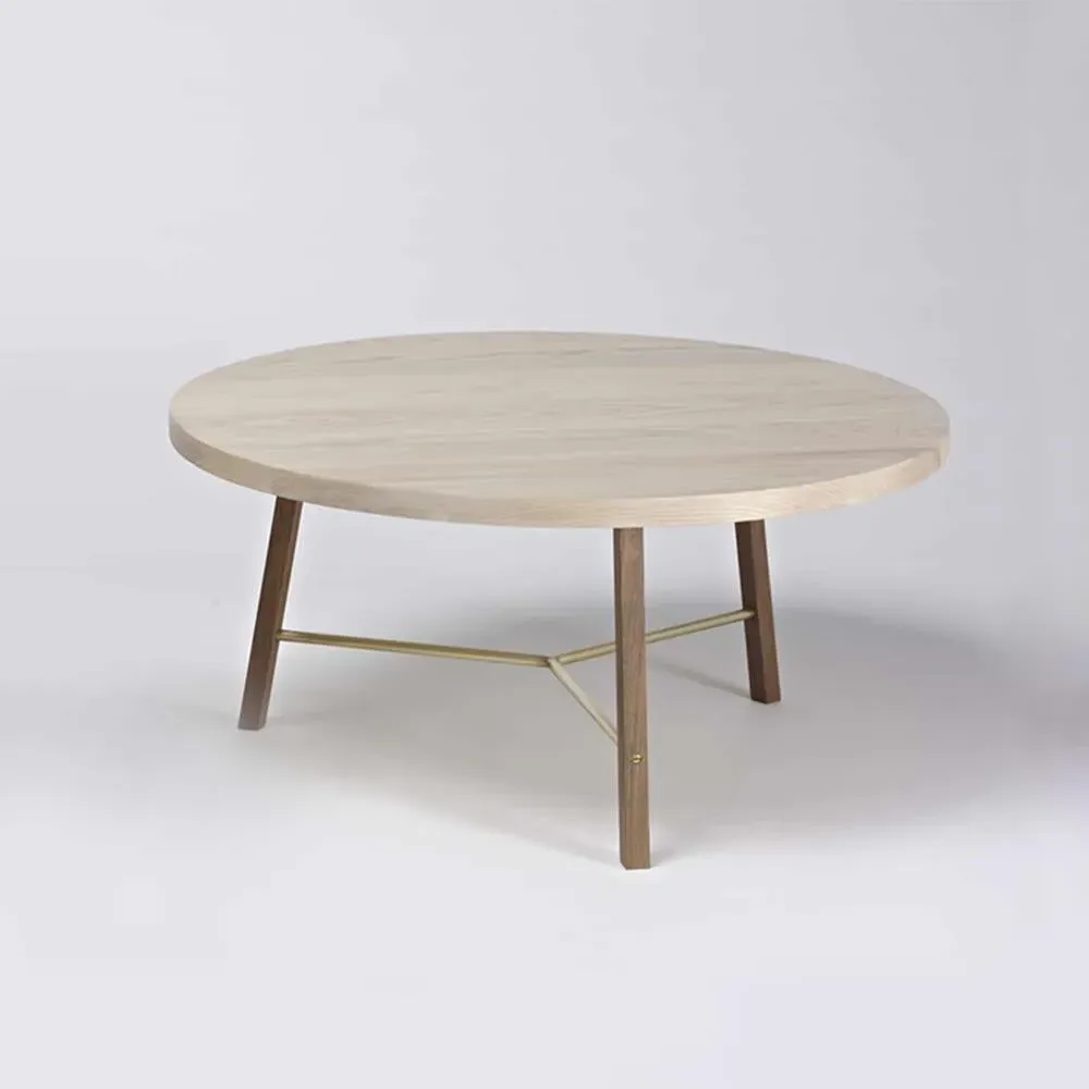 Coffee Table with Brass Support - Ash, Walnut