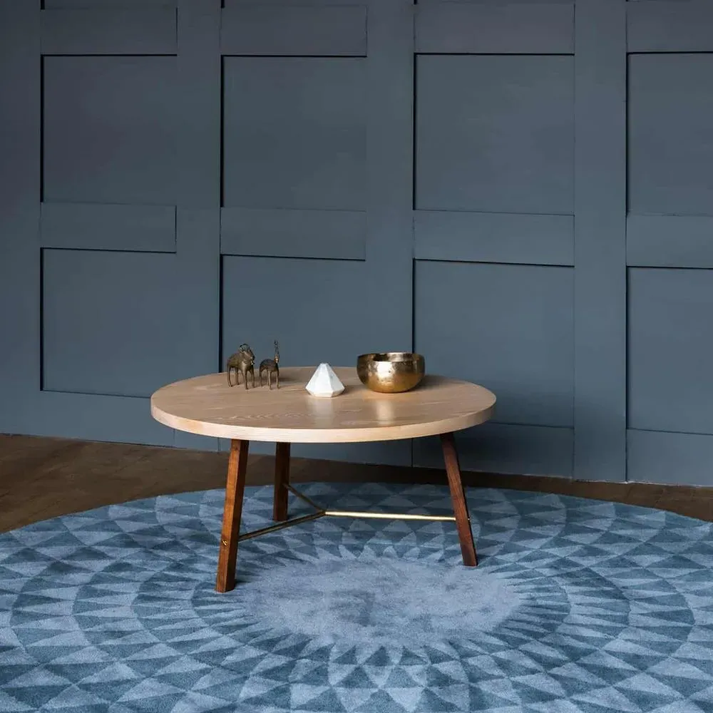 Coffee Table with Brass Support - Walnut