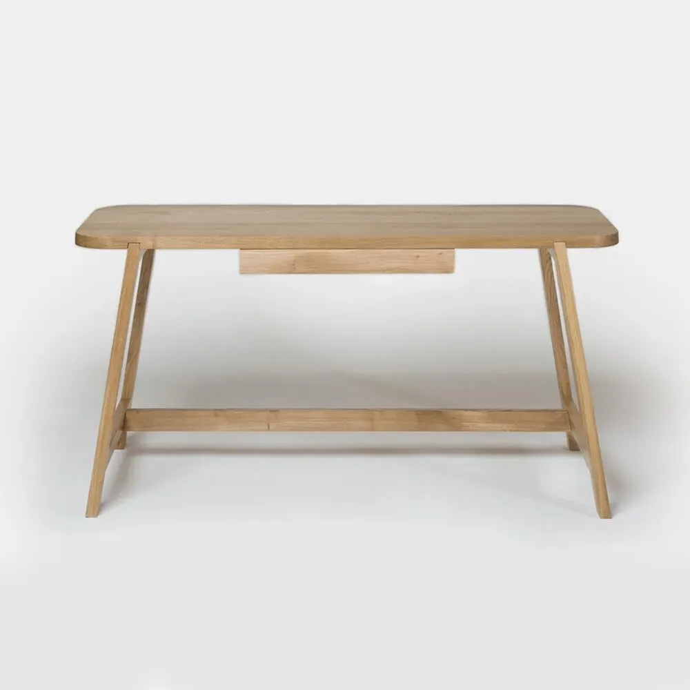 Desk with Drawer & Trestle Base - Beech