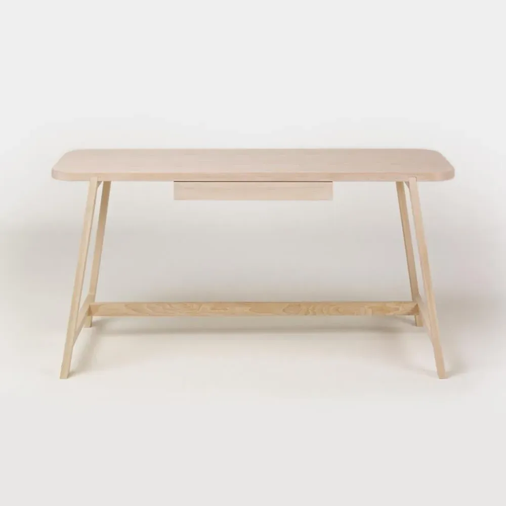 Desk with Drawer & Trestle Base - Beech image