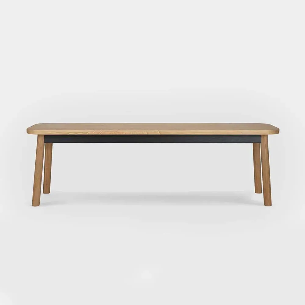 Small Bench with Grey Trim - Oak, Solid Wood