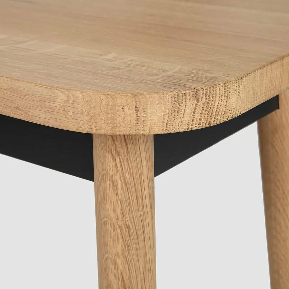 Small Bench with Grey Trim - Oak, Solid Wood