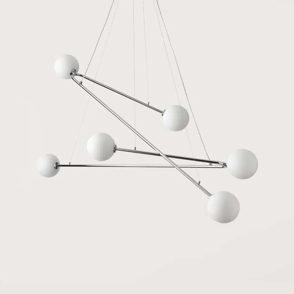 6-Light Chandelier - Chrome, Opal Glass