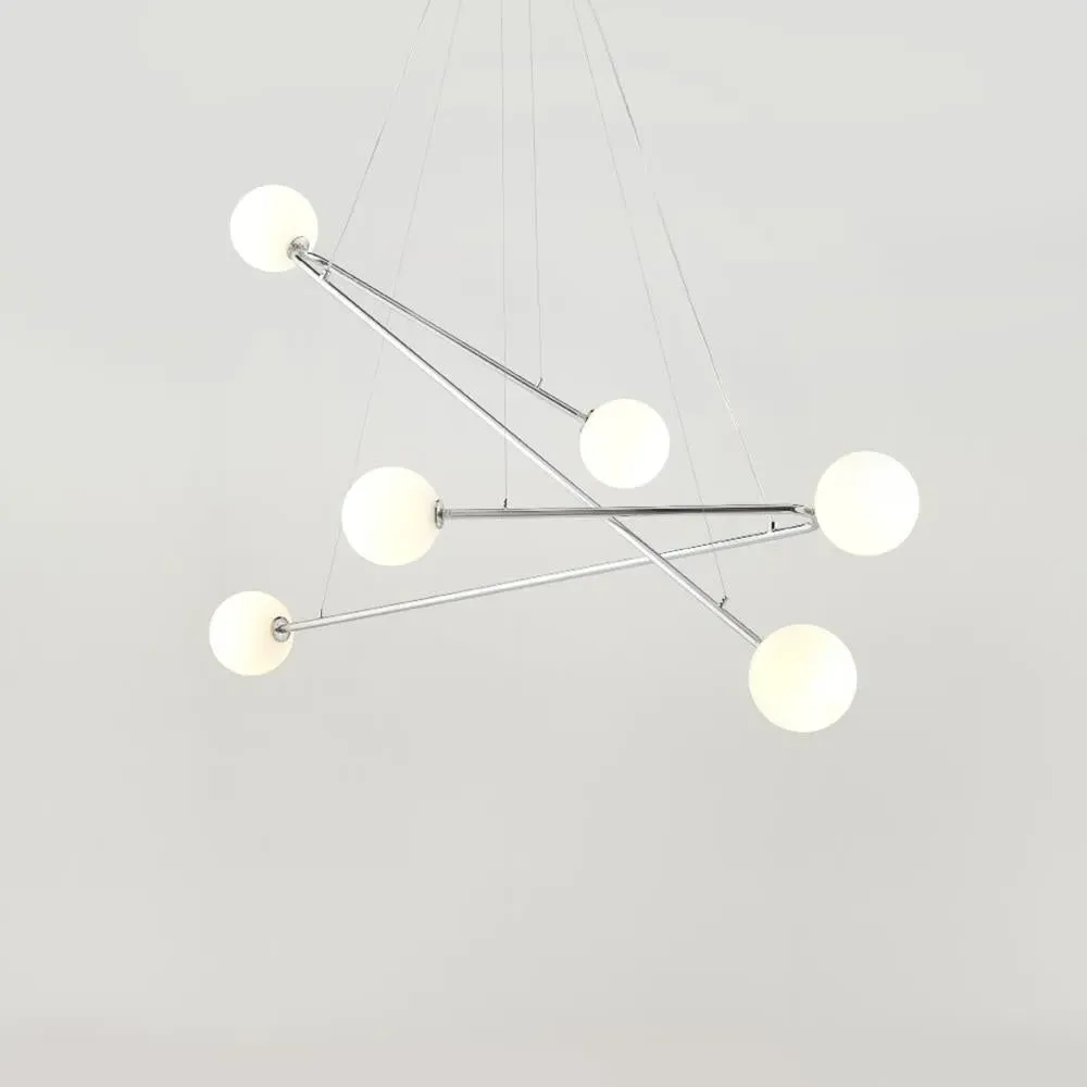 6-Light Chandelier - Chrome, Opal Glass