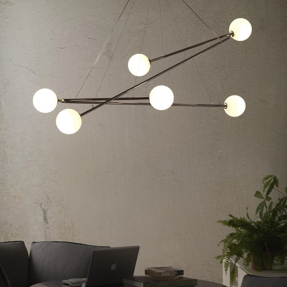 6-Light Chandelier with Glass Globes - Black