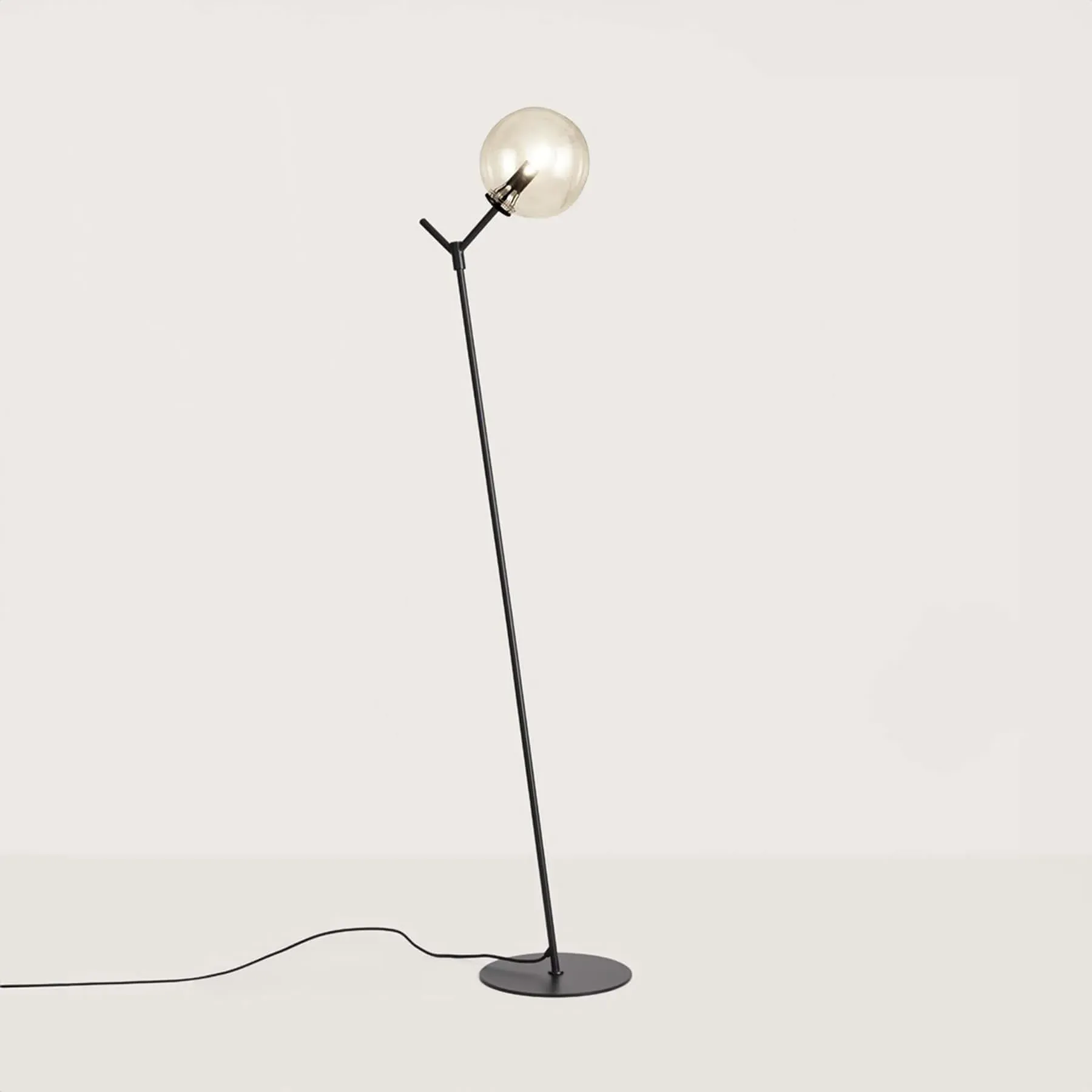 Atom Floor Lamp - Matt Brass, Clear Glass