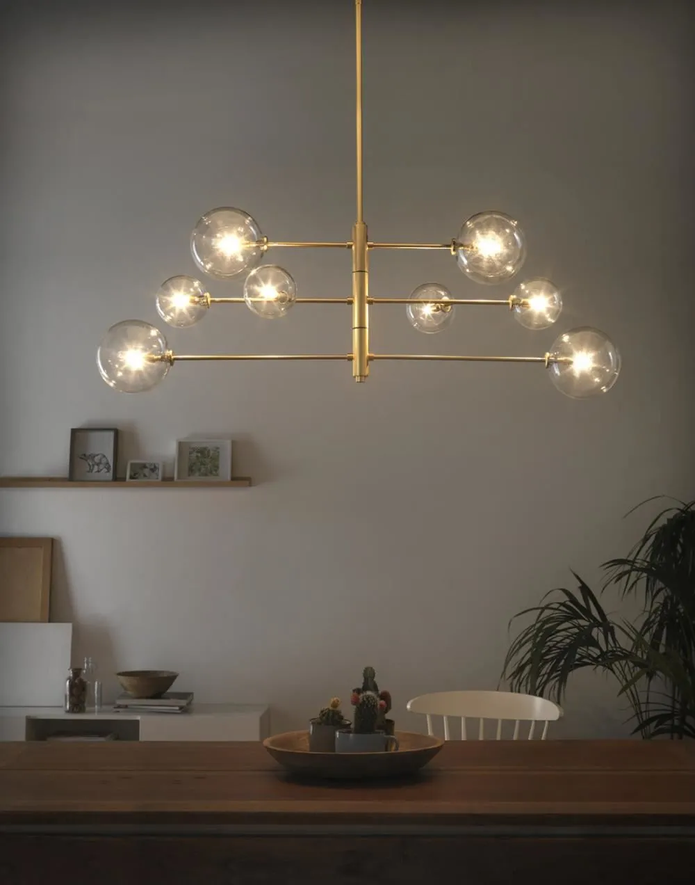 Atom Pendant Light with Adjustable Arms - Brass
