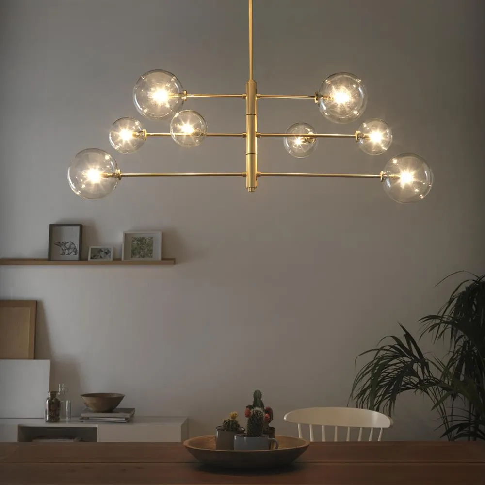 Atom Pendant Light with Adjustable Arms - Brass