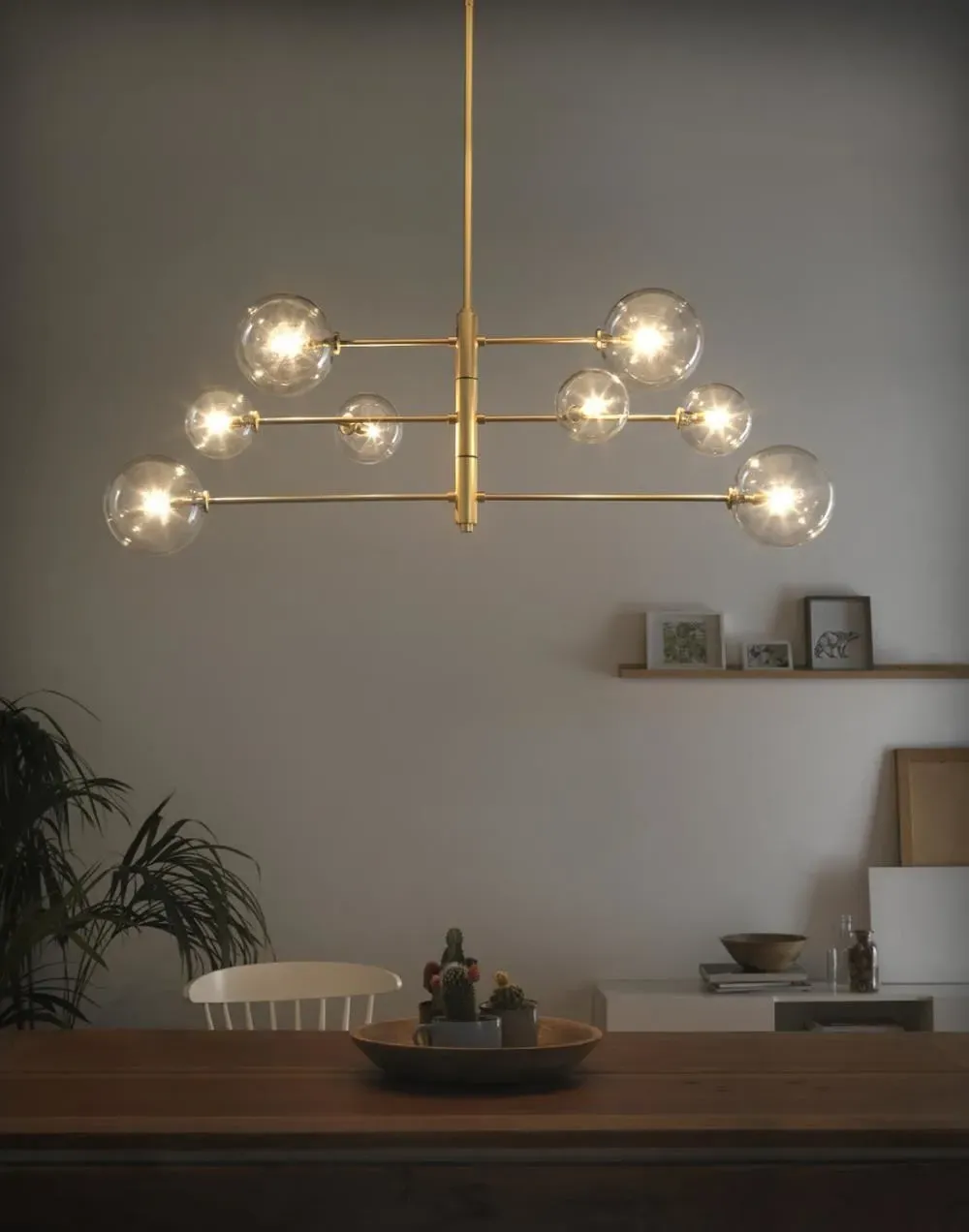 Atom Pendant Light with Adjustable Arms - Brass