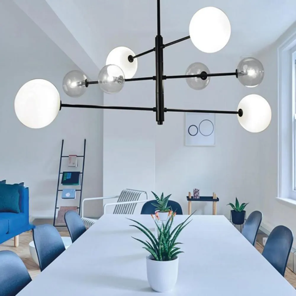 Atom Pendant Light with Opal Glass - Black, Steel