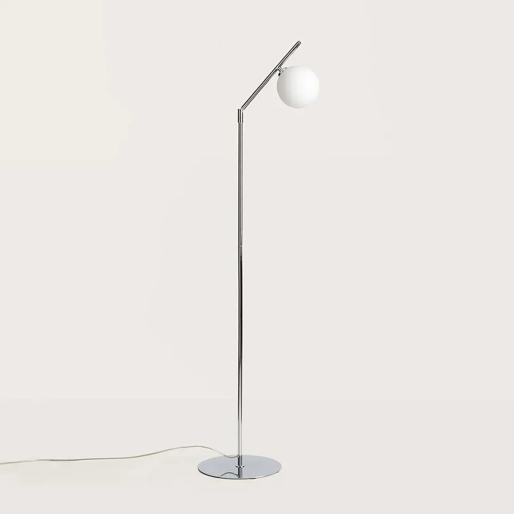 Endo Floor Lamp with Adjustable Arm - Matt Brass, Opal Glass