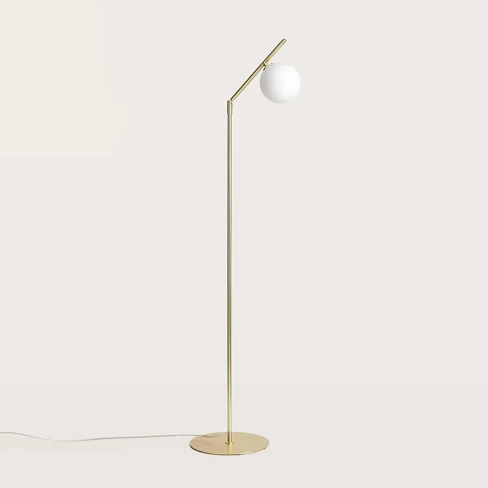 Endo Floor Lamp with Adjustable Arm - Matt Brass, Opal Glass image