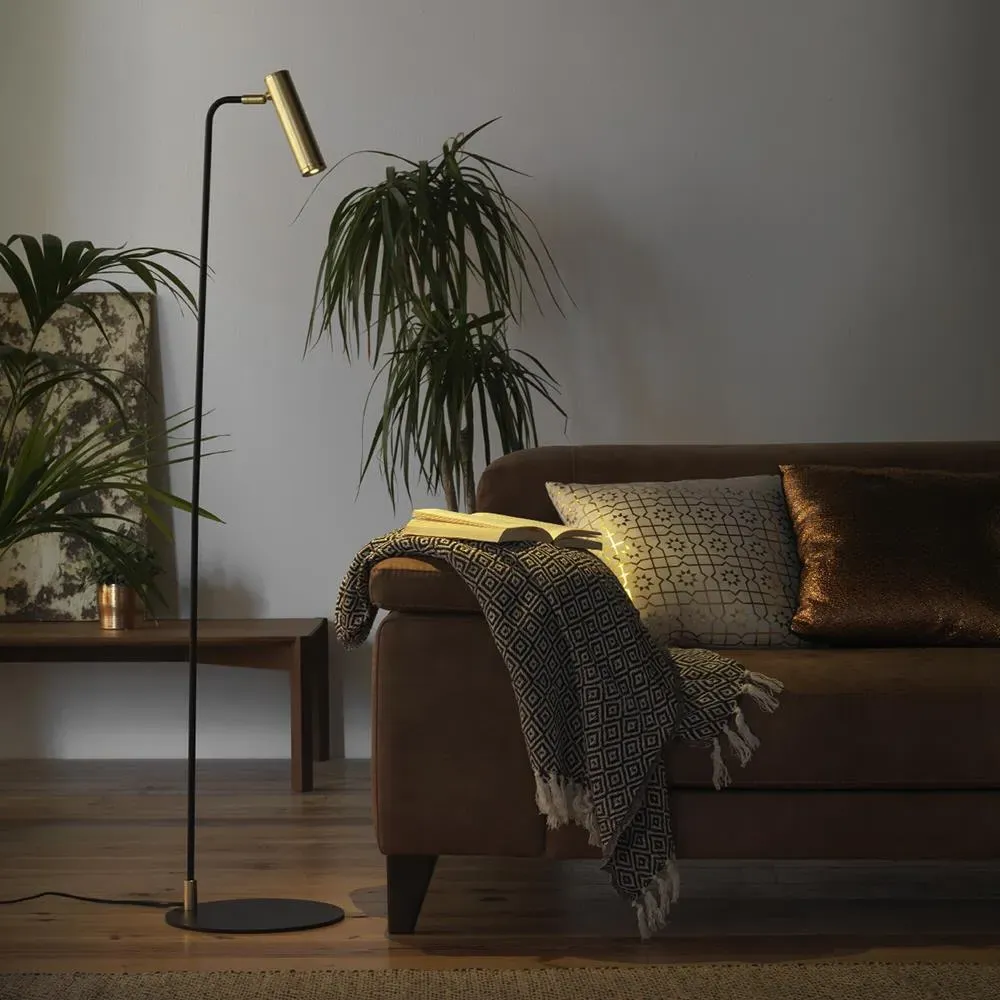 Floor Lamp with LED Bulb - Matt Black, Metal