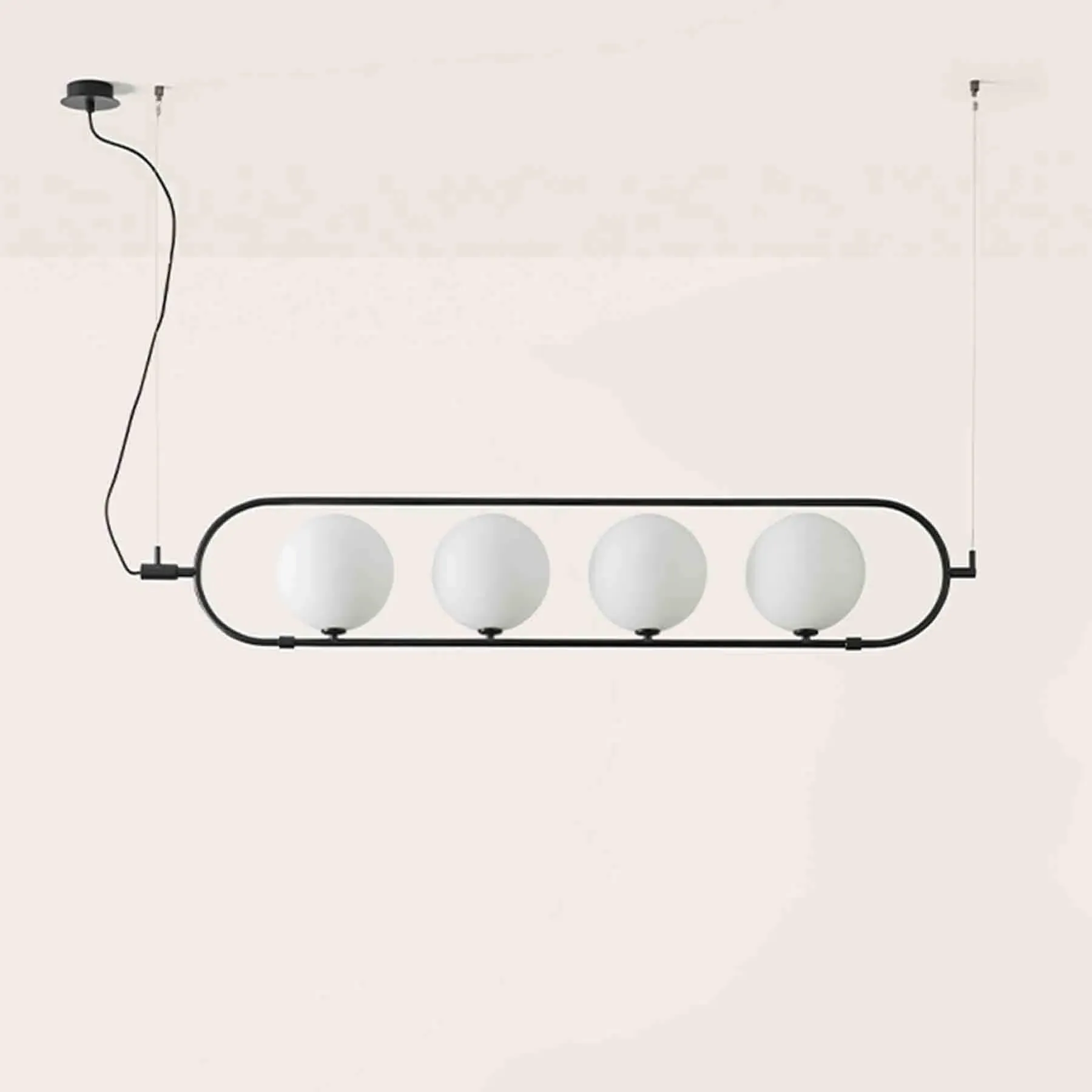 Linear Pendant Light - Black, Opal Glass