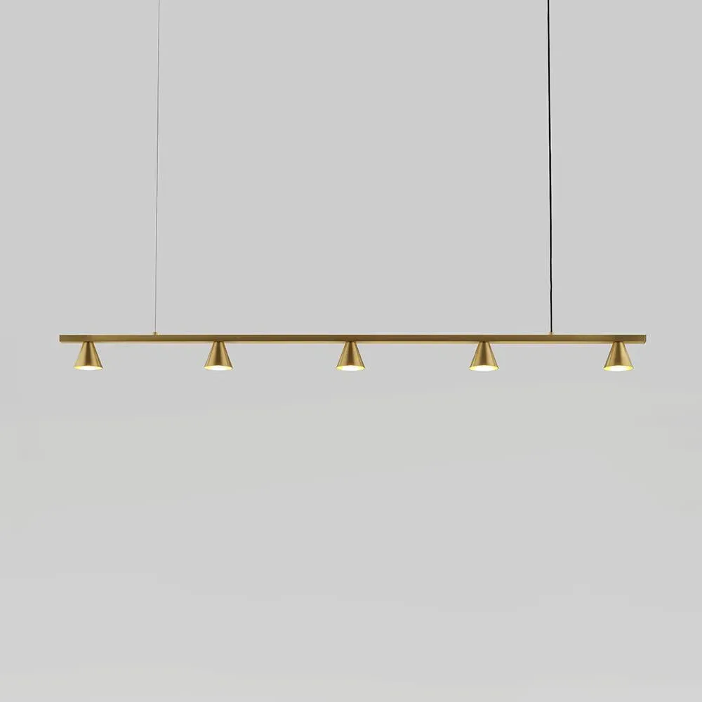 Linear Pendant Light with 5 Shades - Black