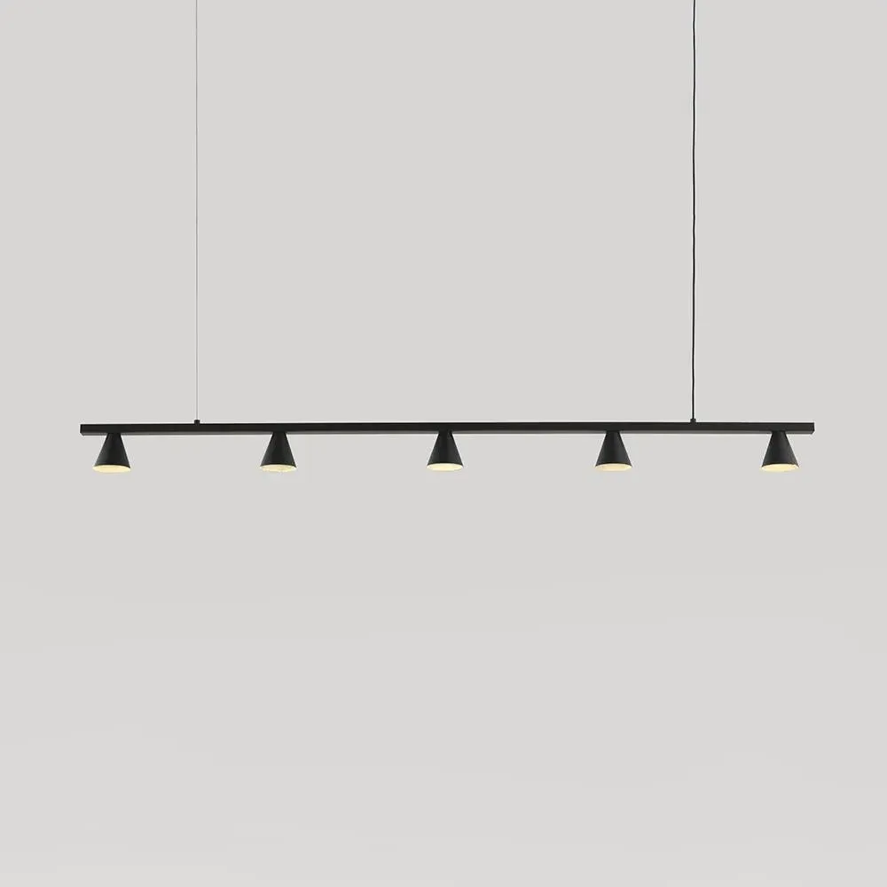 Linear Pendant Light with 5 Shades - Brass