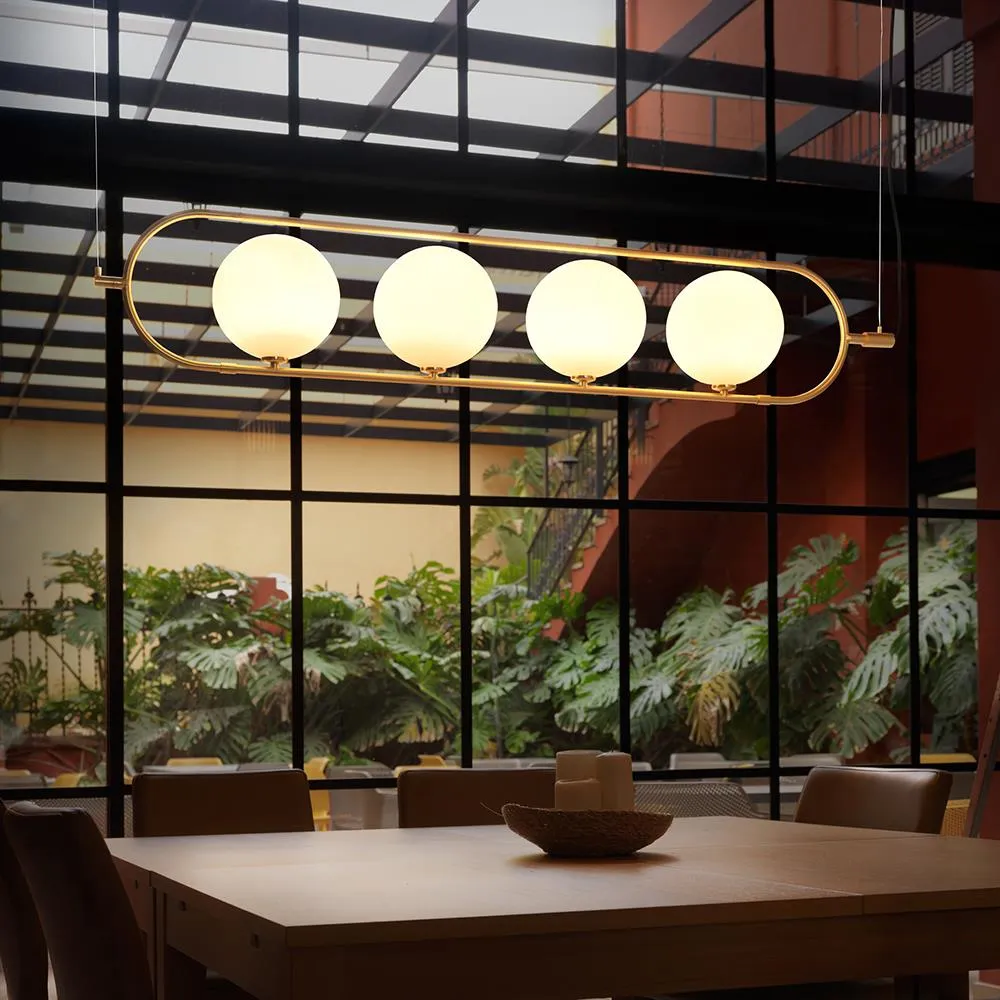 Linear Pendant Light with Clear Shade - Brass, Metal