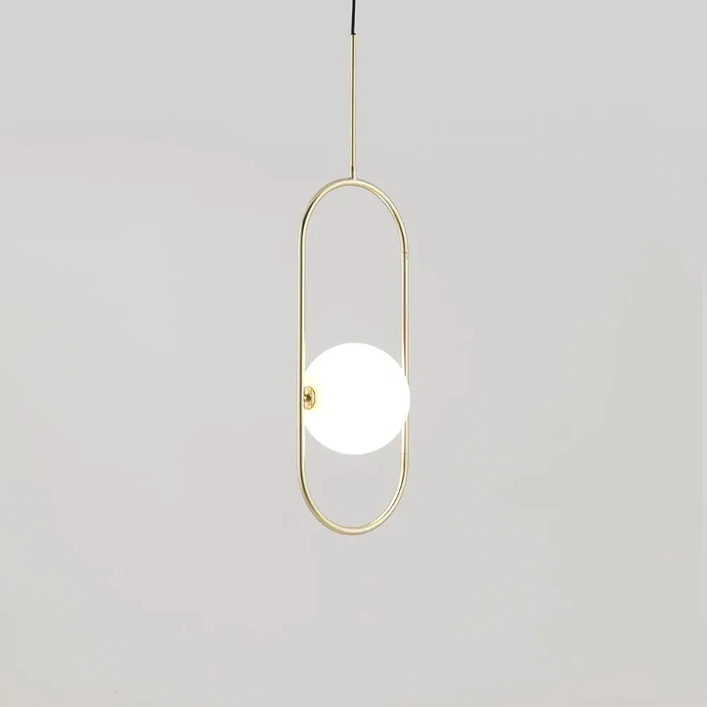 Pendant Light with Opal Shade - Brass, Metal
