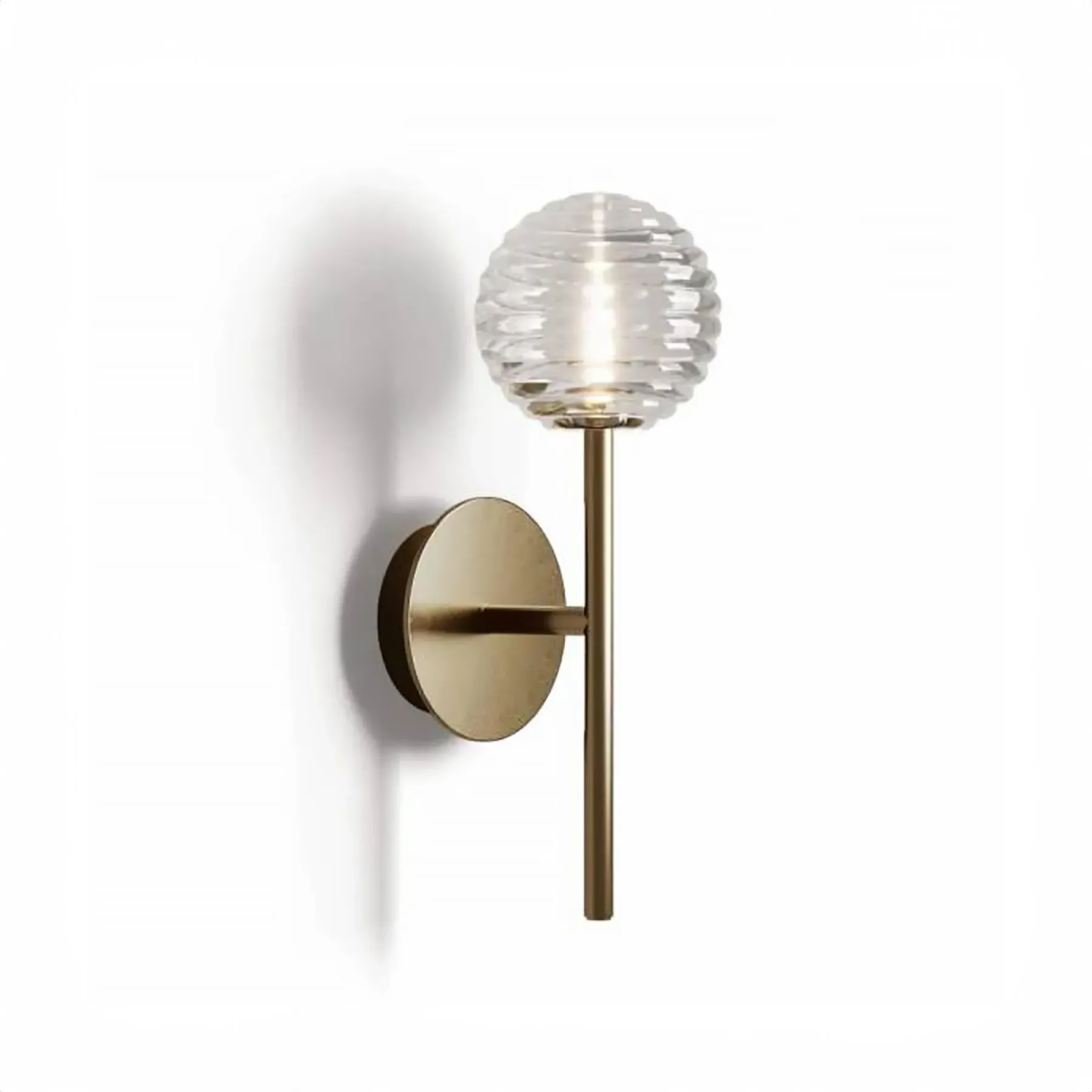 Spherical Wall Light with Striped Glass - Black