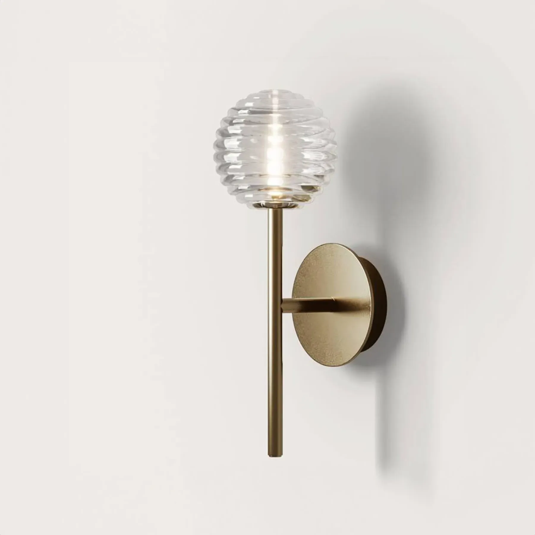 Spherical Wall Light with Striped Glass - Black