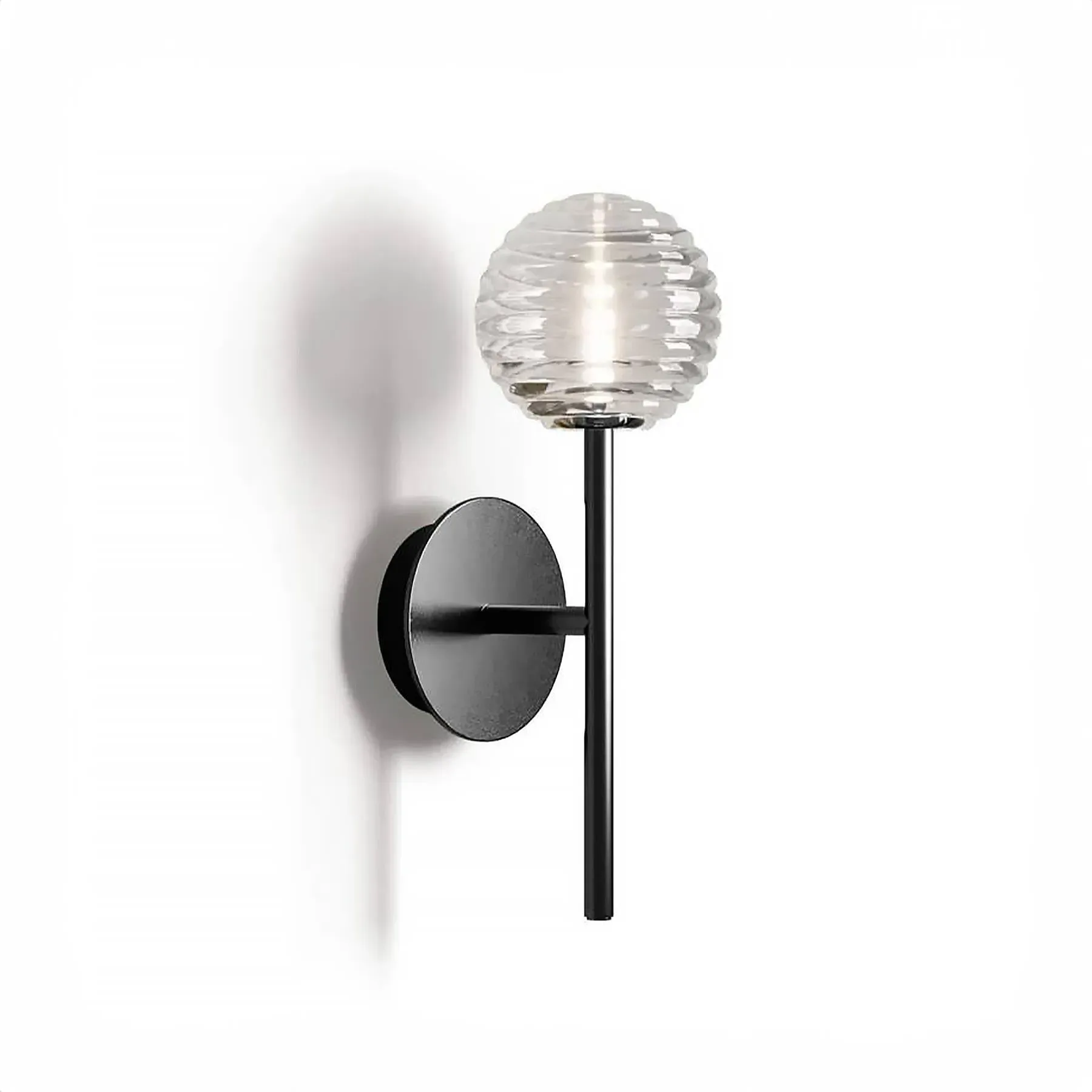 Spherical Wall Light with Striped Glass - Black image