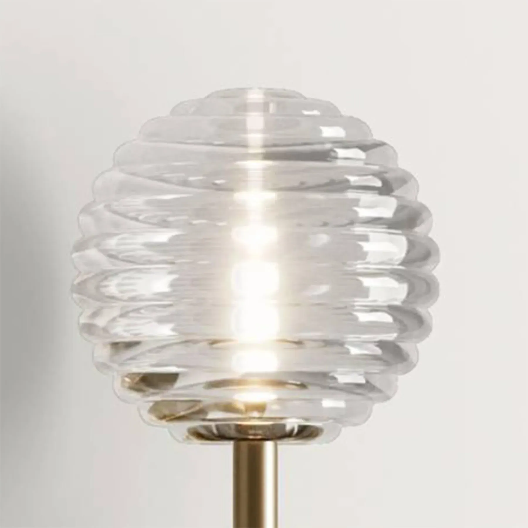 Spherical Wall Light with Striped Glass - Gold