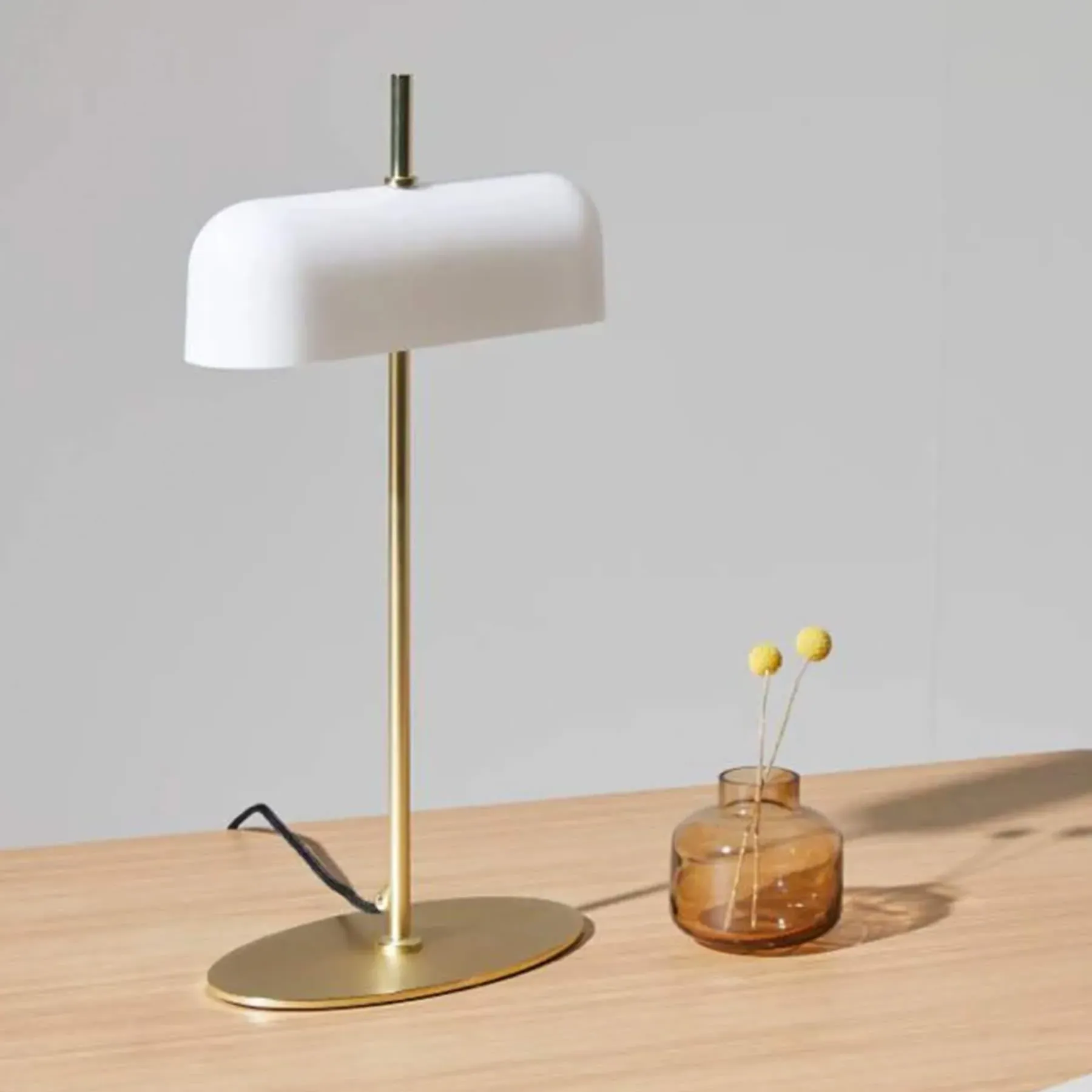 Table Lamp with Opal Shade - Black, Glass