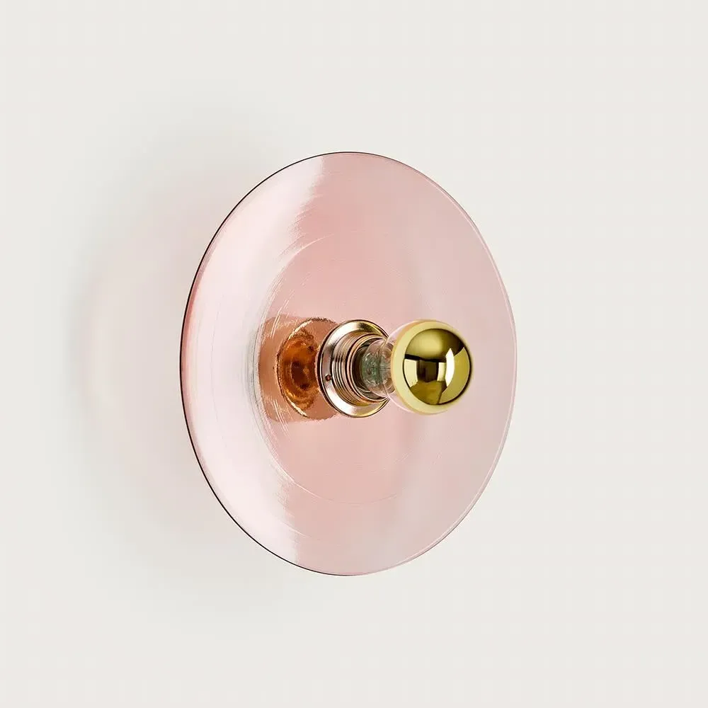 Wall Light with Glass Shade - Pink, Black