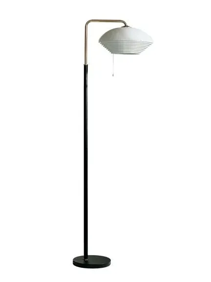 Floor Lamp with Leather Base - White, Steel