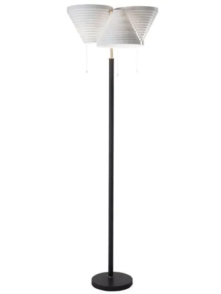 Floor Light with Leather Base - Brass