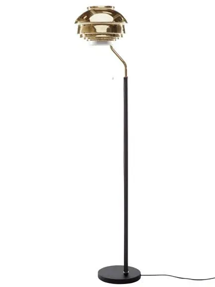 Floor Light with Leather Base - White, Steel