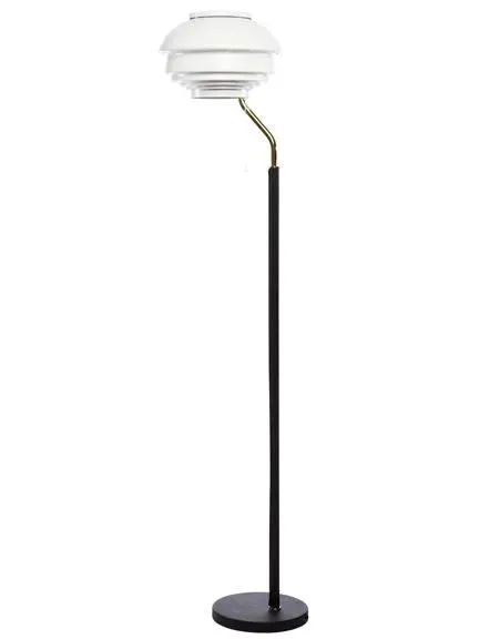 Floor Light with Leather Base - White, Steel image