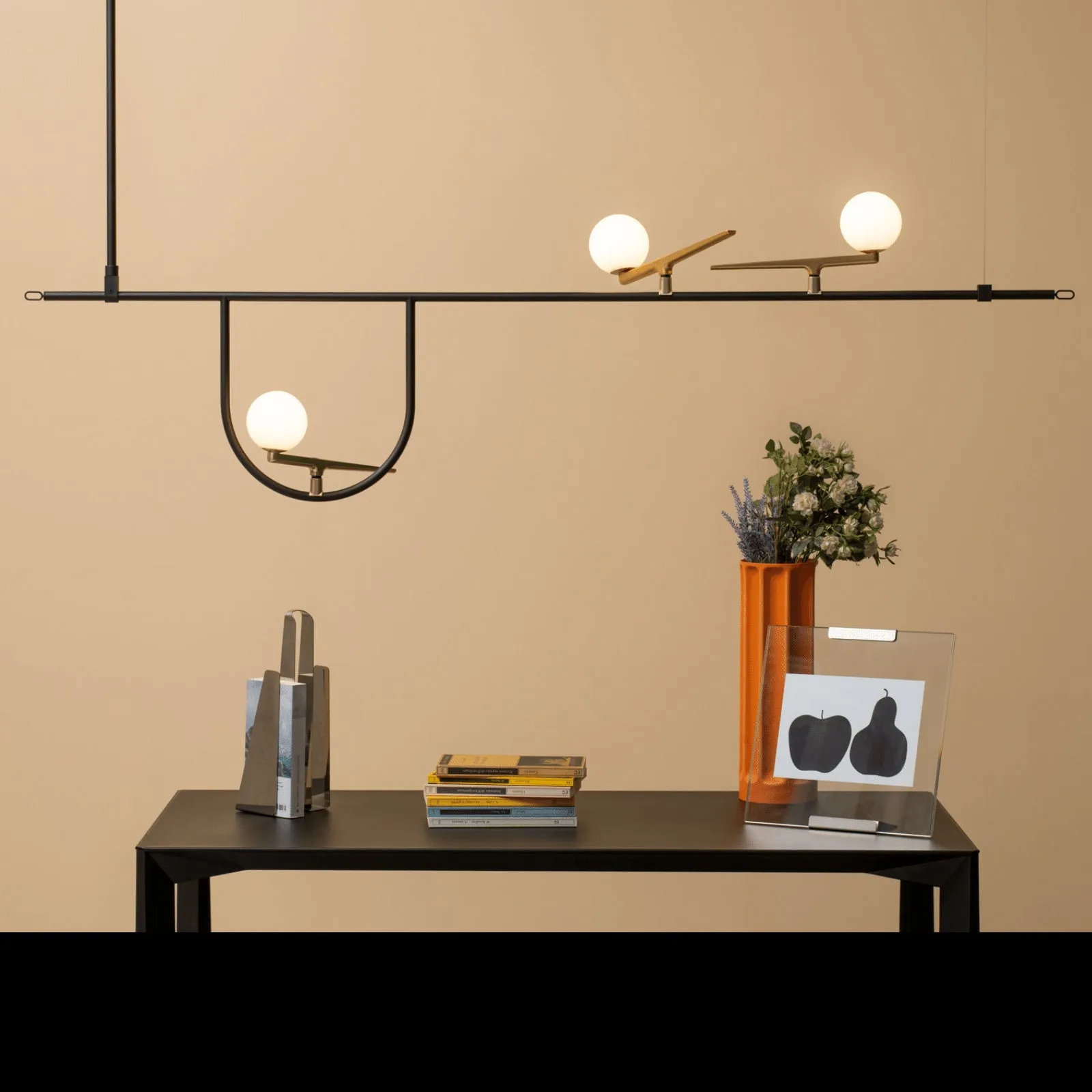 61.7cm Suspension Light Bird Design - Brass, Glass