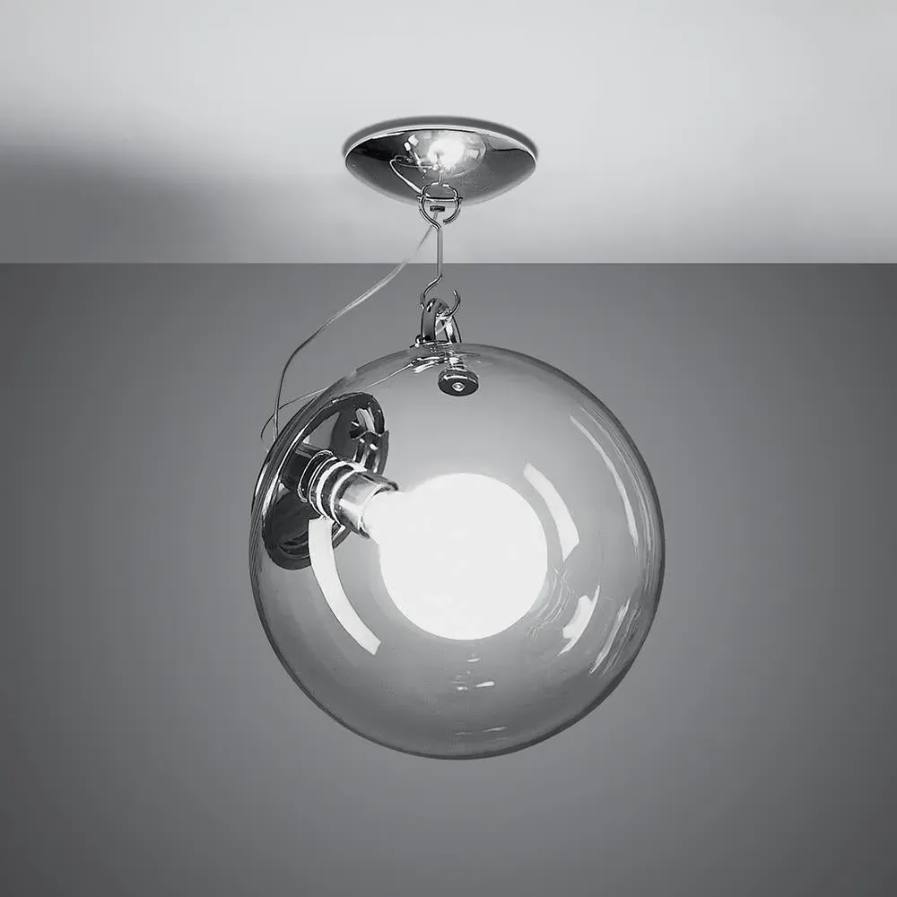 Flush Ceiling Light - Chrome, Blown Glass