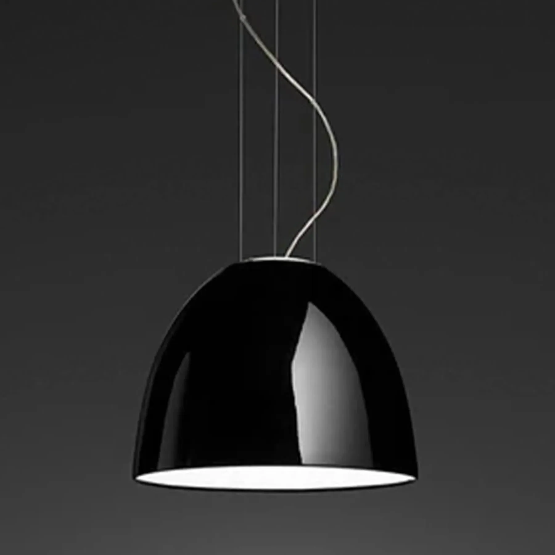Pendant Light with Domed Shade - Black, Aluminium