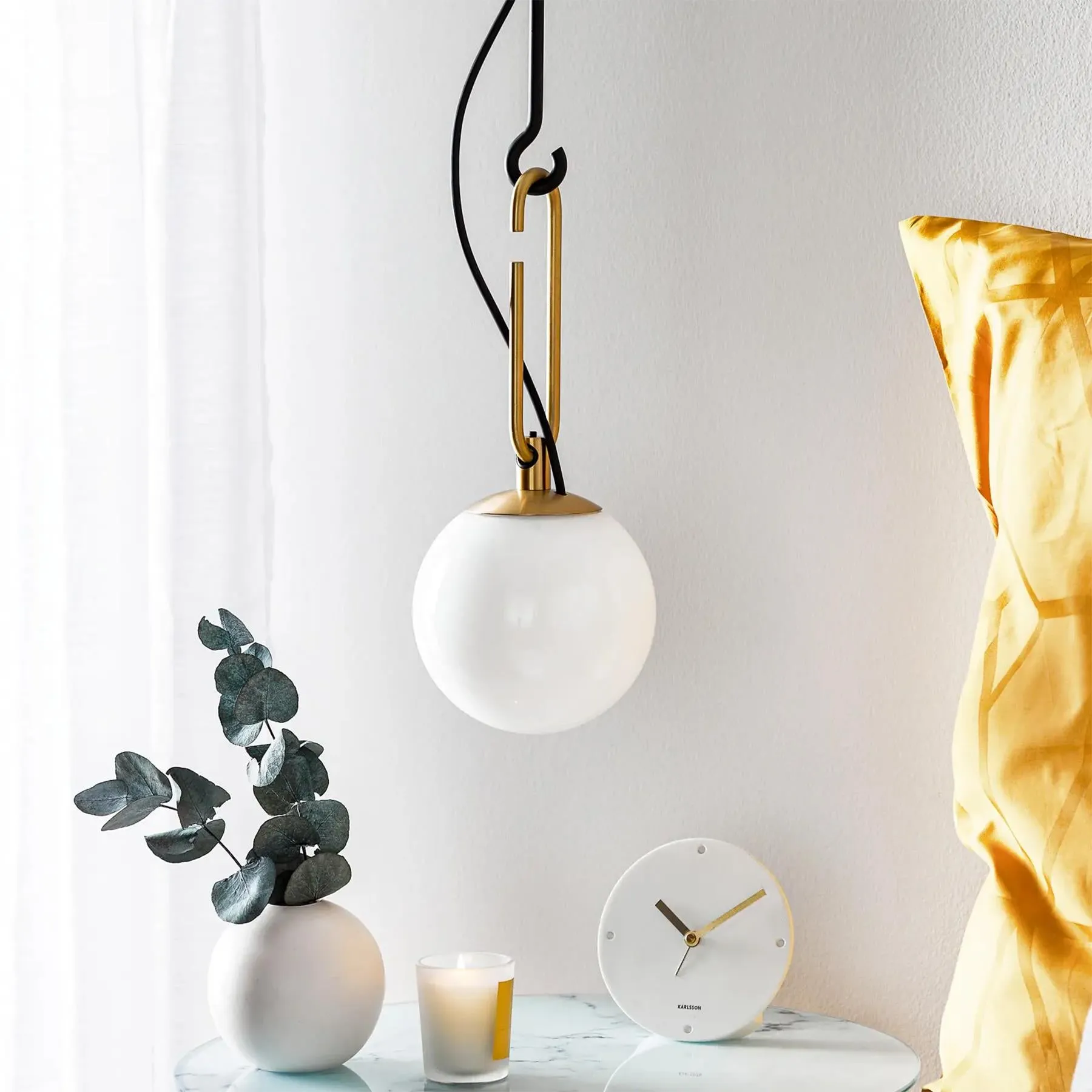 Spherical Pendant Light - Brass, Blown Glass