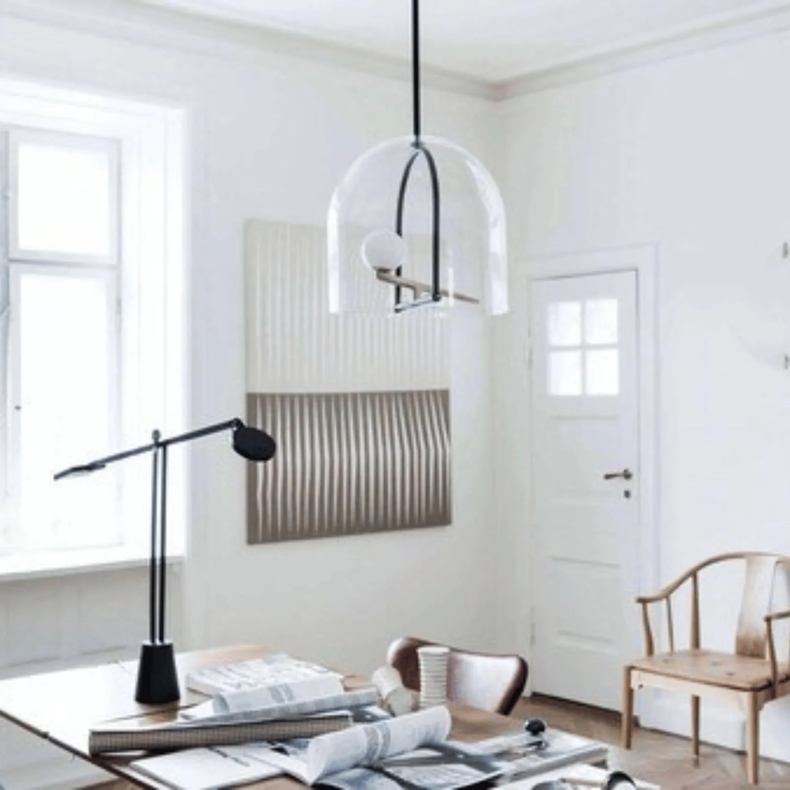 Suspension Pendant Light - Brass, Glass