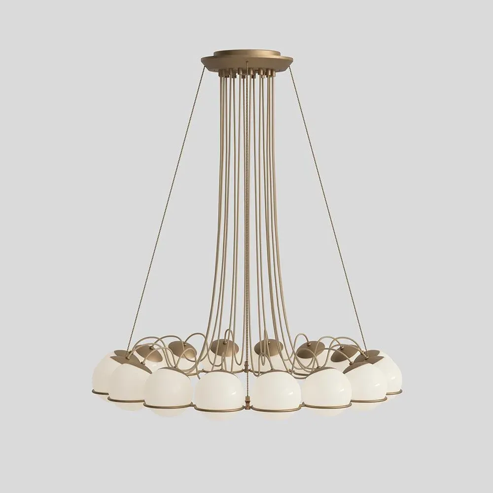 16-Light Chandelier with Glass Spheres - Black