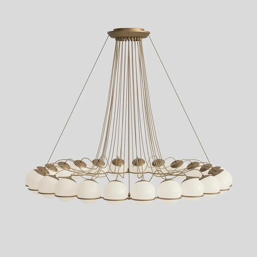 16-Light Chandelier with Glass Spheres - Black